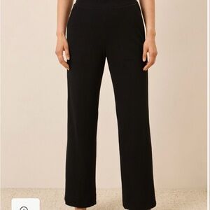 Pact Organic Women's Black Easy Rib Wide Leg Lounge Pant